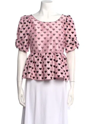 Pre-owned Loveshackfancy Printed Scoop Neck Blouse In Pink
