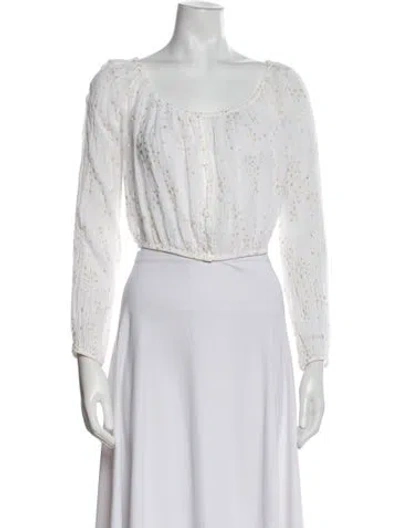 Pre-owned Loveshackfancy Printed Scoop Neck Crop Top