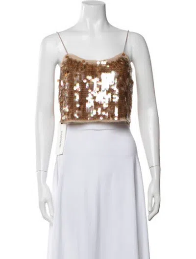 Pre-owned Loveshackfancy Printed Scoop Neck Crop Top In Multicolor