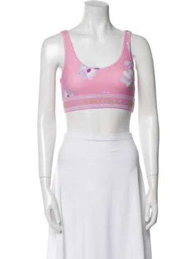 Pre-owned Loveshackfancy Printed Scoop Neck Crop Top In Pink