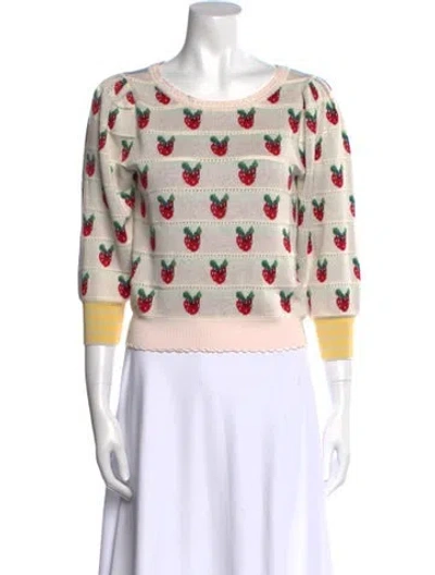 Pre-owned Loveshackfancy Printed Scoop Neck Sweater