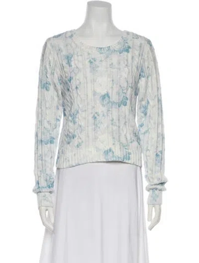 Pre-owned Loveshackfancy Printed Scoop Neck Sweater In Blue