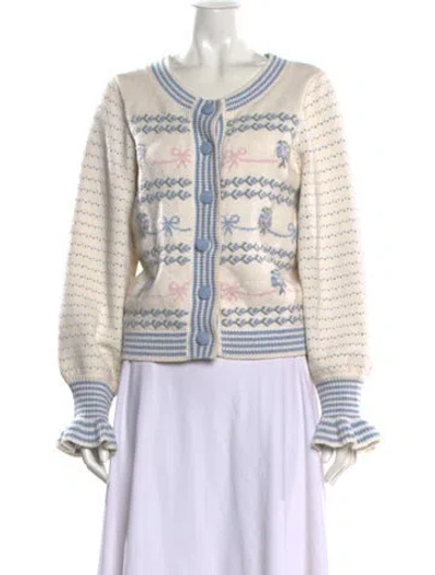 Pre-owned Loveshackfancy Printed Scoop Neck Sweater In Neutral