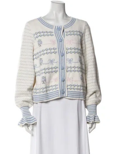 Pre-owned Loveshackfancy Printed Scoop Neck Sweater In Neutral