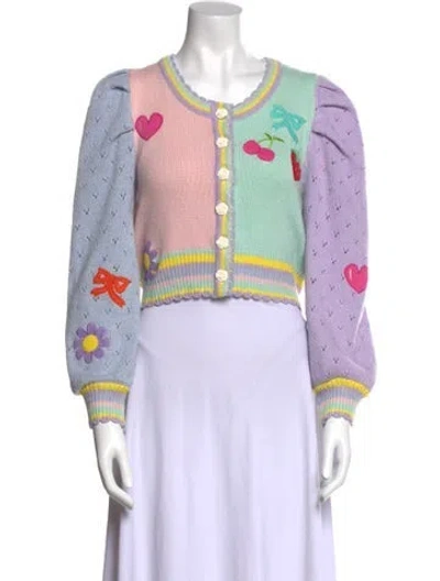 Pre-owned Loveshackfancy Printed Scoop Neck Sweater In Pink