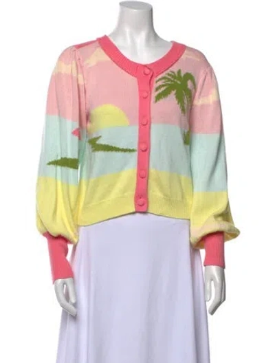 Pre-owned Loveshackfancy Printed Scoop Neck Sweater In Pink