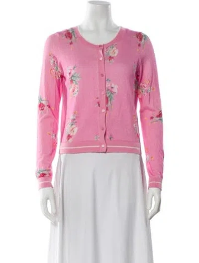 Pre-owned Loveshackfancy Printed Scoop Neck Sweater In Pink