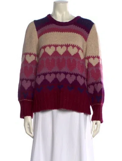 Pre-owned Loveshackfancy Printed Scoop Neck Sweater In Purple
