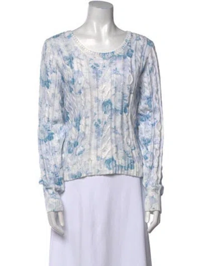 Pre-owned Loveshackfancy Printed Scoop Neck Sweater In White