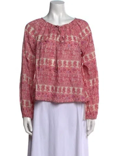 Pre-owned Loveshackfancy Printed Scoop Neck Sweatshirt In Pink