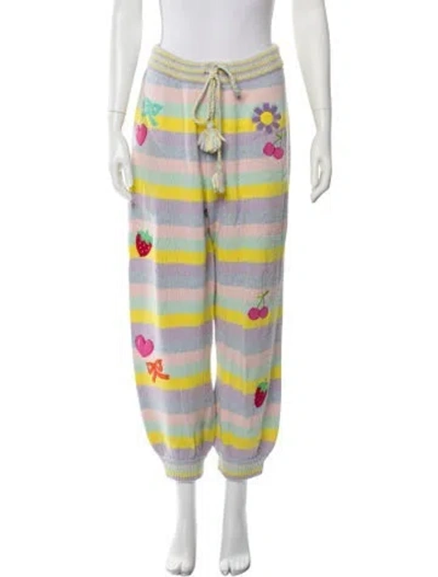 Pre-owned Loveshackfancy Printed Skinny Leg Pants In Purple