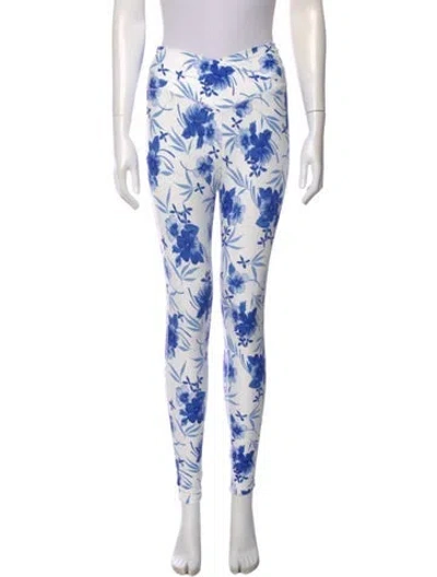 Pre-owned Loveshackfancy Printed Skinny Leg Pants In White