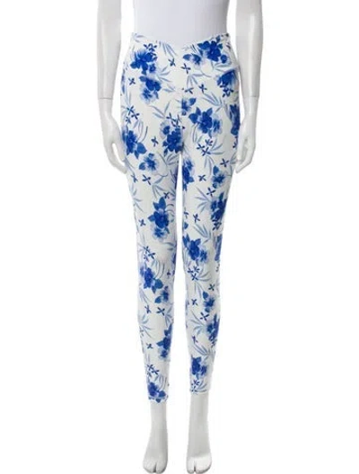 Pre-owned Loveshackfancy Printed Skinny Leg Pants In White