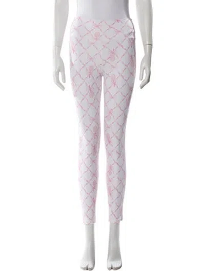 Pre-owned Loveshackfancy Printed Skinny Leg Pants In White