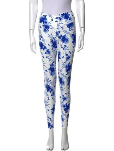 Pre-owned Loveshackfancy Printed Skinny Leg Pants In White
