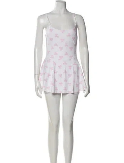 Pre-owned Loveshackfancy Printed Square Neckline Romper In Pink