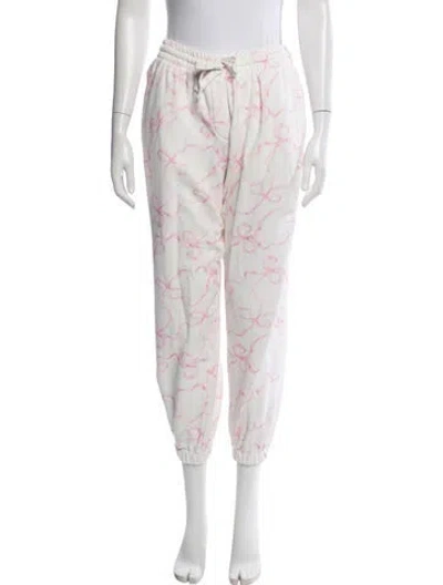 Pre-owned Loveshackfancy Printed Sweatpants In White
