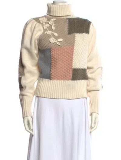 Pre-owned Loveshackfancy Printed Turtleneck Sweatshirt In Neutral