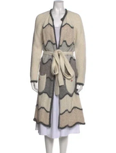 Pre-owned Loveshackfancy Printed V-neck Sweater In Neutral