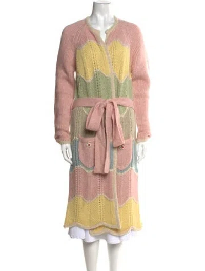 Pre-owned Loveshackfancy Printed V-neck Sweater In Pink