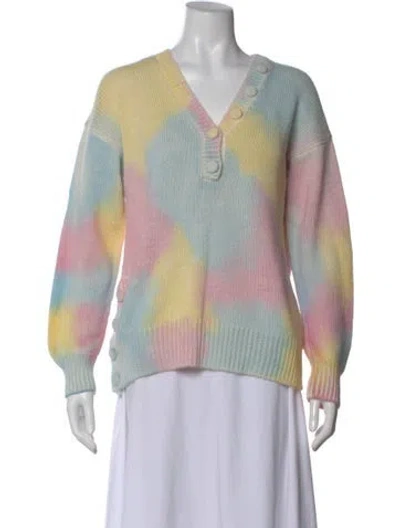 Pre-owned Loveshackfancy Printed V-neck Sweater W/ Tags In Multi