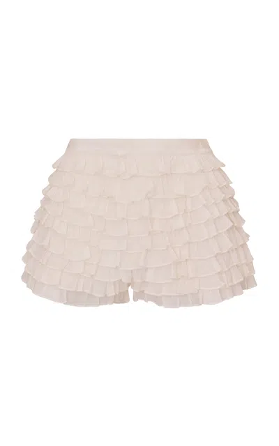 Loveshackfancy Prudence Ruffled Mini Shorts In Neutral