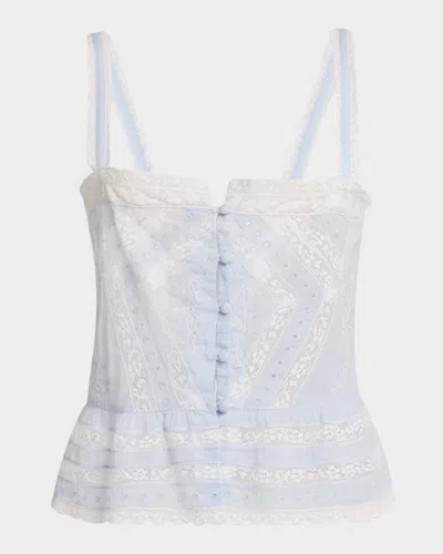 LOVESHACKFANCY PRUITT COTTON EMBROIDERED TOP