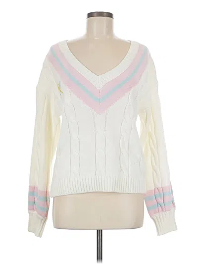 Pre-owned Loveshackfancy Pullover Sweater In White