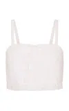 Loveshackfancy Quince Cropped Cotton Top In Neutral