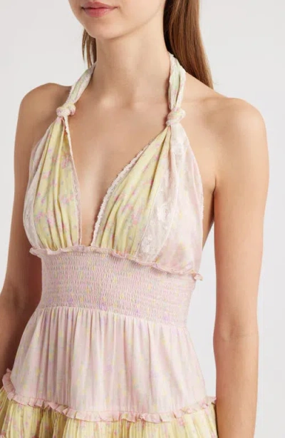 Loveshackfancy Quintelle Ruffle Halter Minidress In Taffy Twist