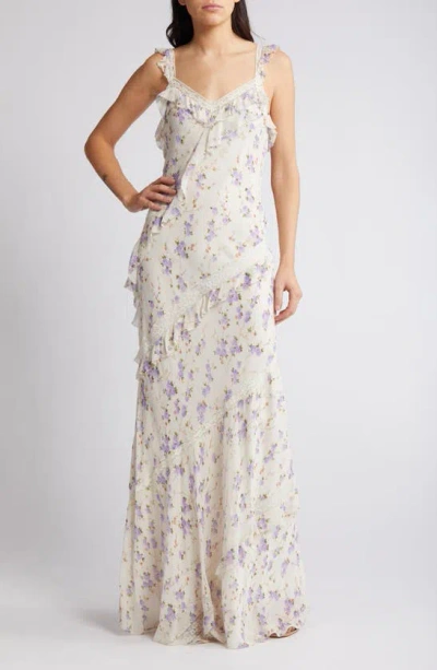 Loveshackfancy Radiance Floral Ruffle Maxi Dress In Dusty Lavender