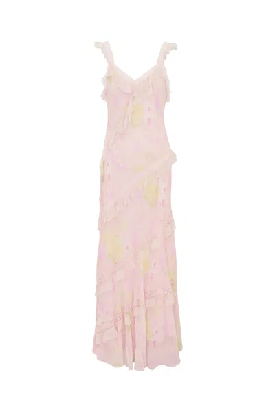 Loveshackfancy Radiance Ruffled Lace-trimmed Chiffon Maxi Dress In Multi