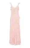 Loveshackfancy Radiance Ruffled Lace-trimmed Chiffon Maxi Dress In Pink