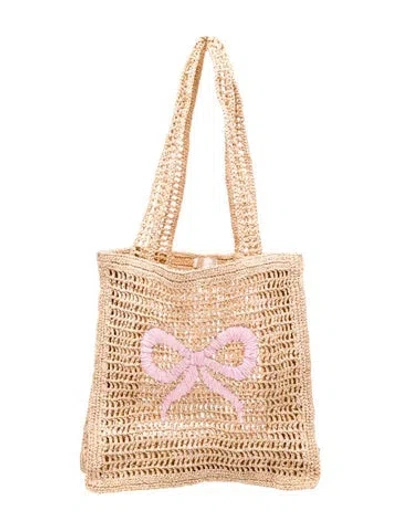 Pre-owned Loveshackfancy Raffia Tote In Neutrals