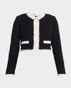 Loveshackfancy Ralphette Crystal Trim Colorblock Jacket In Black