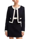 Loveshackfancy Ralphette Crystal Trim Colorblock Jacket In Black