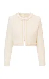 Loveshackfancy Ralphette Pearl-embellished Tweed Jacket In White