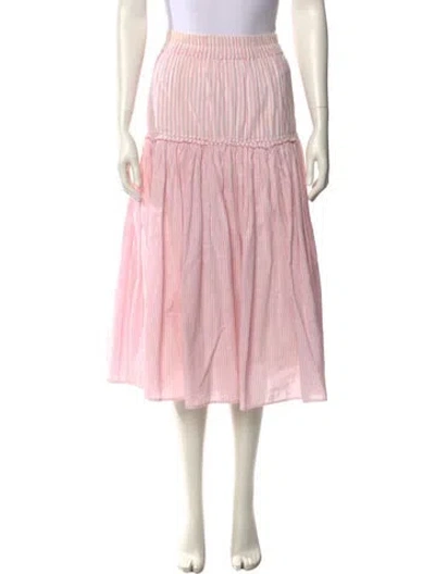 Pre-owned Loveshackfancy Raw-edge Trim Midi Length Skirt In Pink