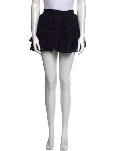 Pre-owned Loveshackfancy Raw-edge Trim Mini Skirt In Black