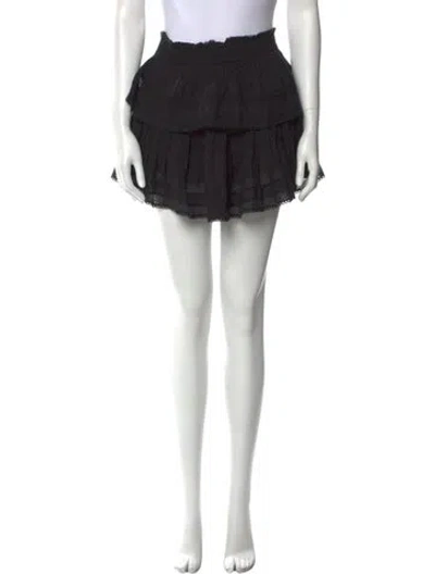 Pre-owned Loveshackfancy Raw-edge Trim Mini Skirt In Black