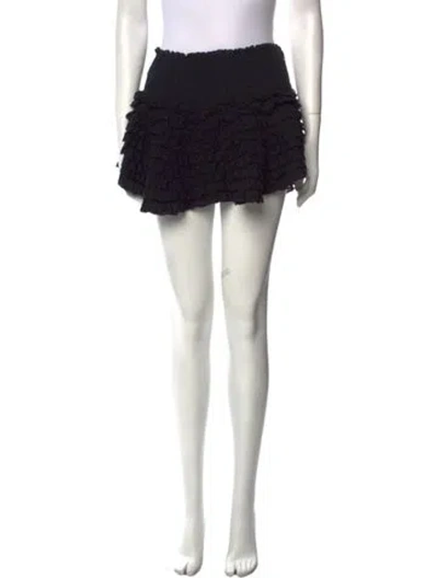 Pre-owned Loveshackfancy Raw-edge Trim Mini Skirt In Black