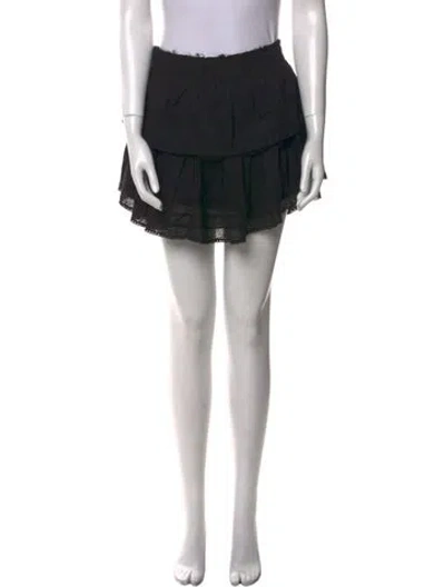 Pre-owned Loveshackfancy Raw-edge Trim Mini Skirt In Black