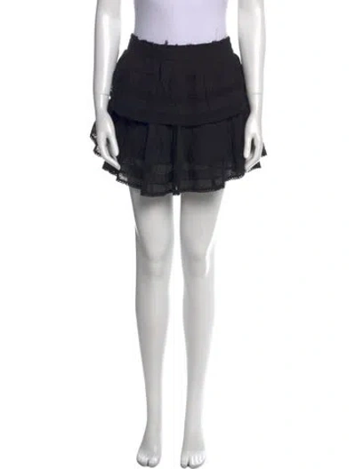 Pre-owned Loveshackfancy Raw-edge Trim Mini Skirt In Black