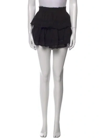 Pre-owned Loveshackfancy Raw-edge Trim Mini Skirt In Black