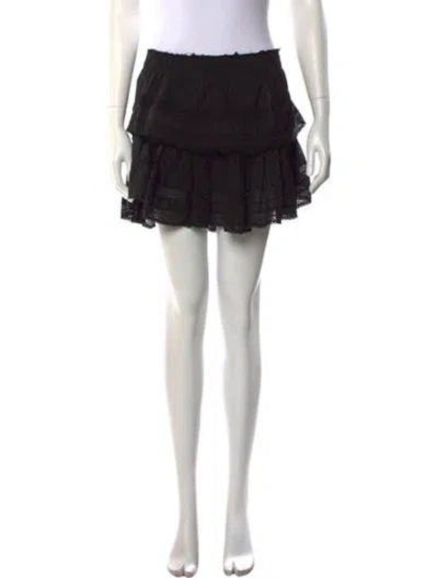 Pre-owned Loveshackfancy Raw-edge Trim Mini Skirt In Black