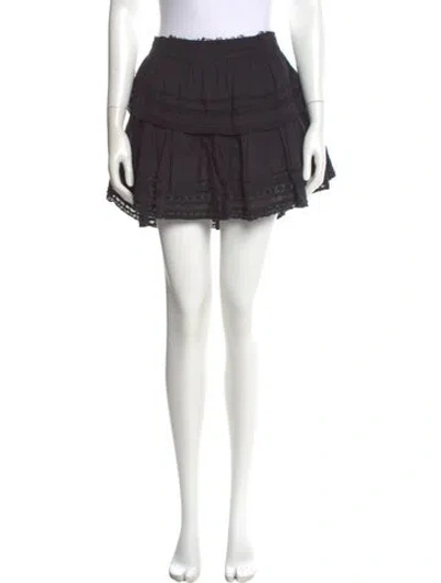 Pre-owned Loveshackfancy Raw-edge Trim Mini Skirt In Black