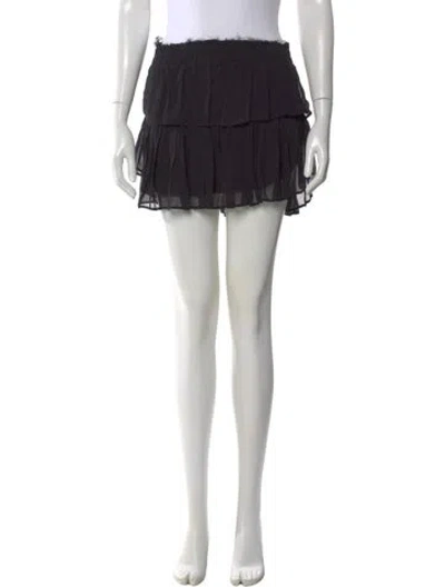 Pre-owned Loveshackfancy Raw-edge Trim Mini Skirt In Black