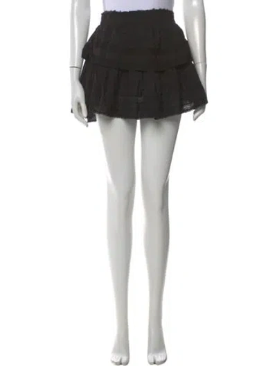 Pre-owned Loveshackfancy Raw-edge Trim Mini Skirt In Black