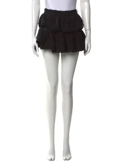 Pre-owned Loveshackfancy Raw-edge Trim Mini Skirt In Black