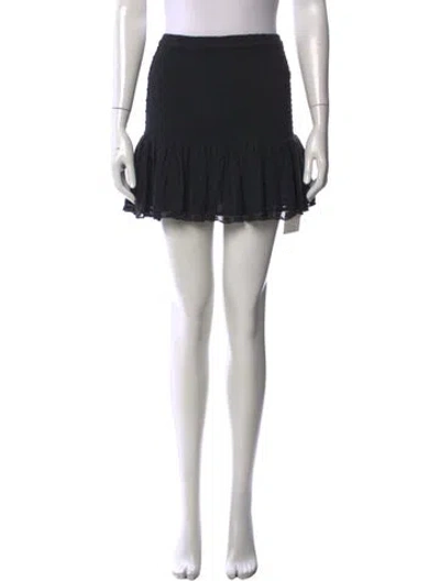 Pre-owned Loveshackfancy Raw-edge Trim Mini Skirt In Black